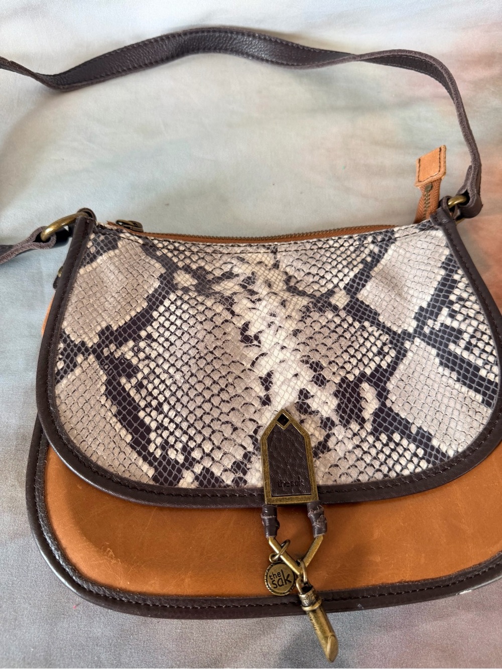 The Sak Tan & Snake-Print Crossbody Bag